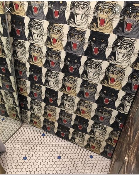 gucci tiger wallpaper bathroom